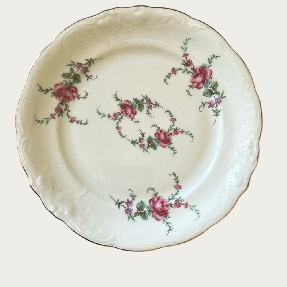 Wawel China Rose Garden 7 Inch Dessert Plate Set Of 2 Floral Porcelain Vintage